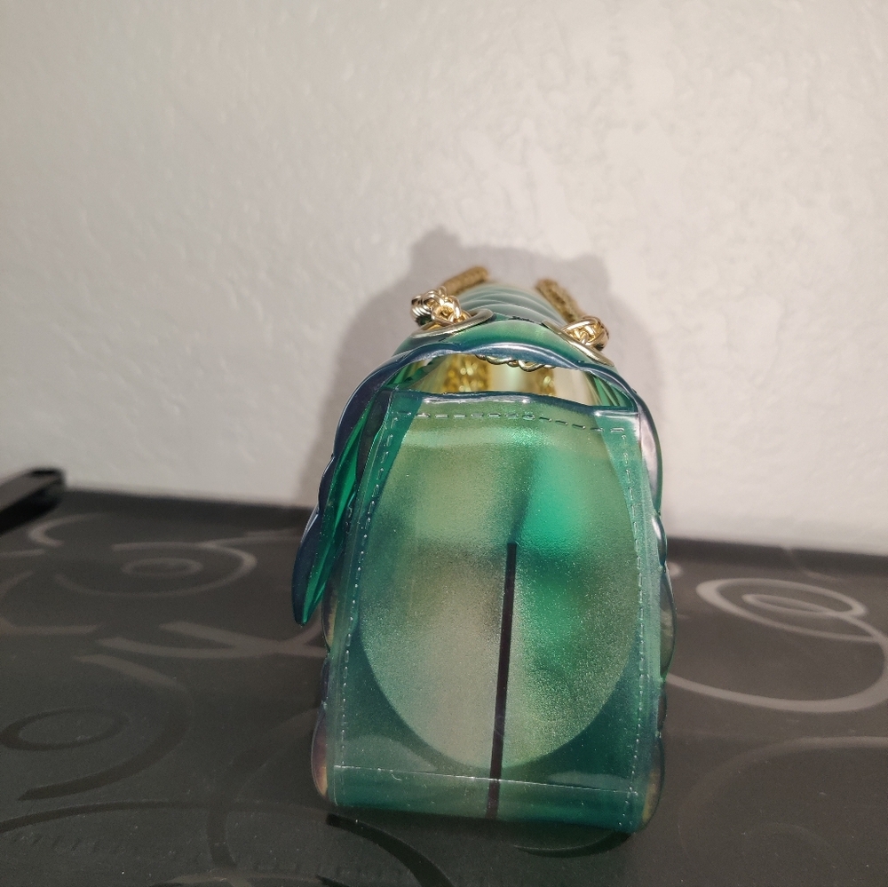 Multicolor Green/Yellow With Gold Quilted Chain Bag Dimensions 7" x 3.5" x 2.5" - Picture 3 of 5